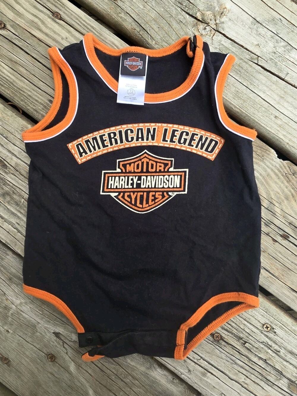 Harley-Davidson Baby Boys Sleeveless Bodysuit Romper 100% Cotton Size 12